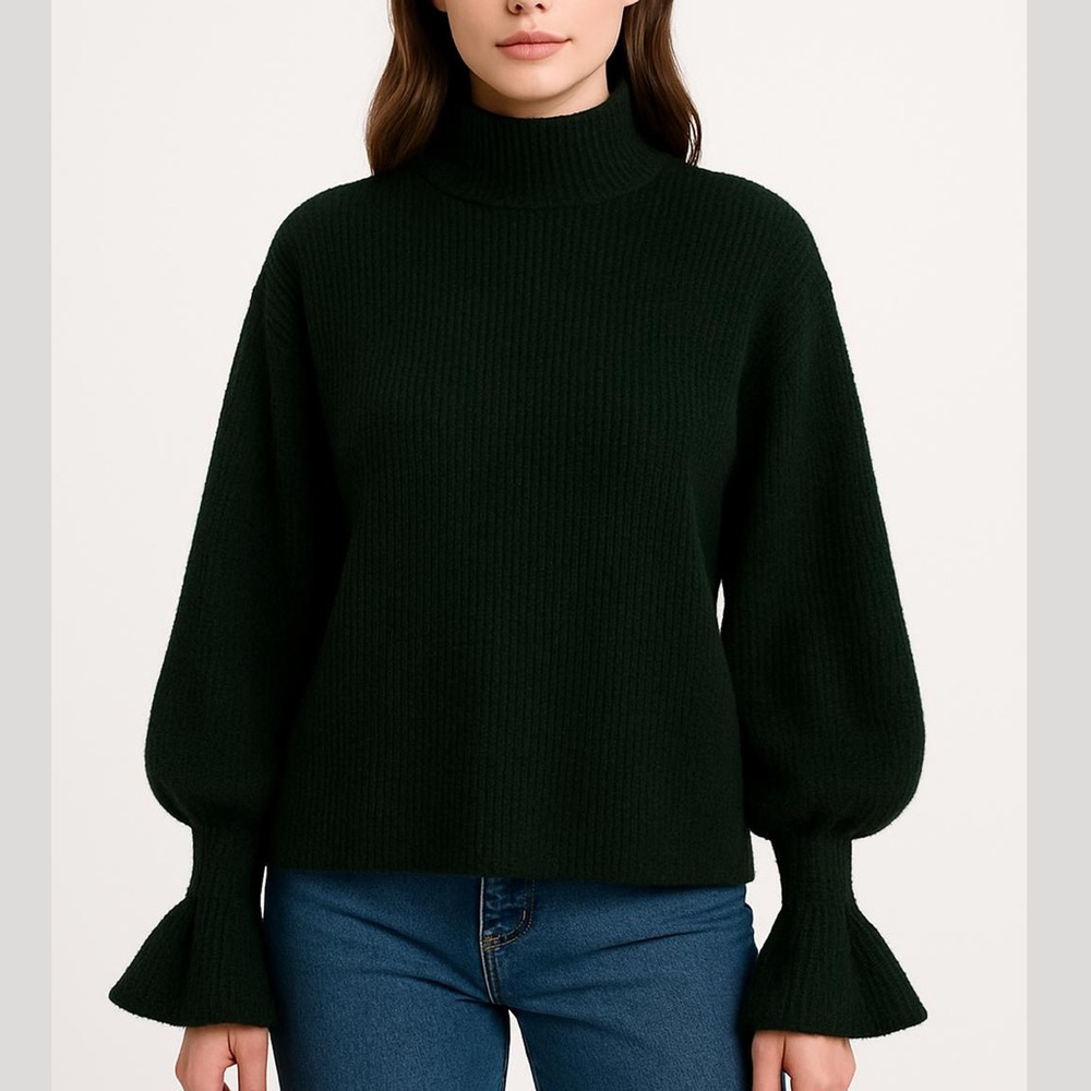 Eloquii Dark Green Mockneck Sweater